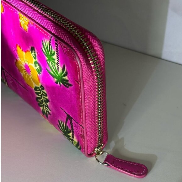 Hawaiian Women Tropical Leather Palm Floral Design Wallet Pink Size 4x8 - Picture 7 of 7
